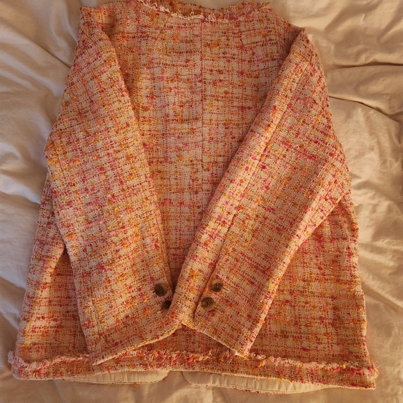 Ann Taylor confetti jacket orange/pink/beige size 0 BNWT - Picture 12 of 12